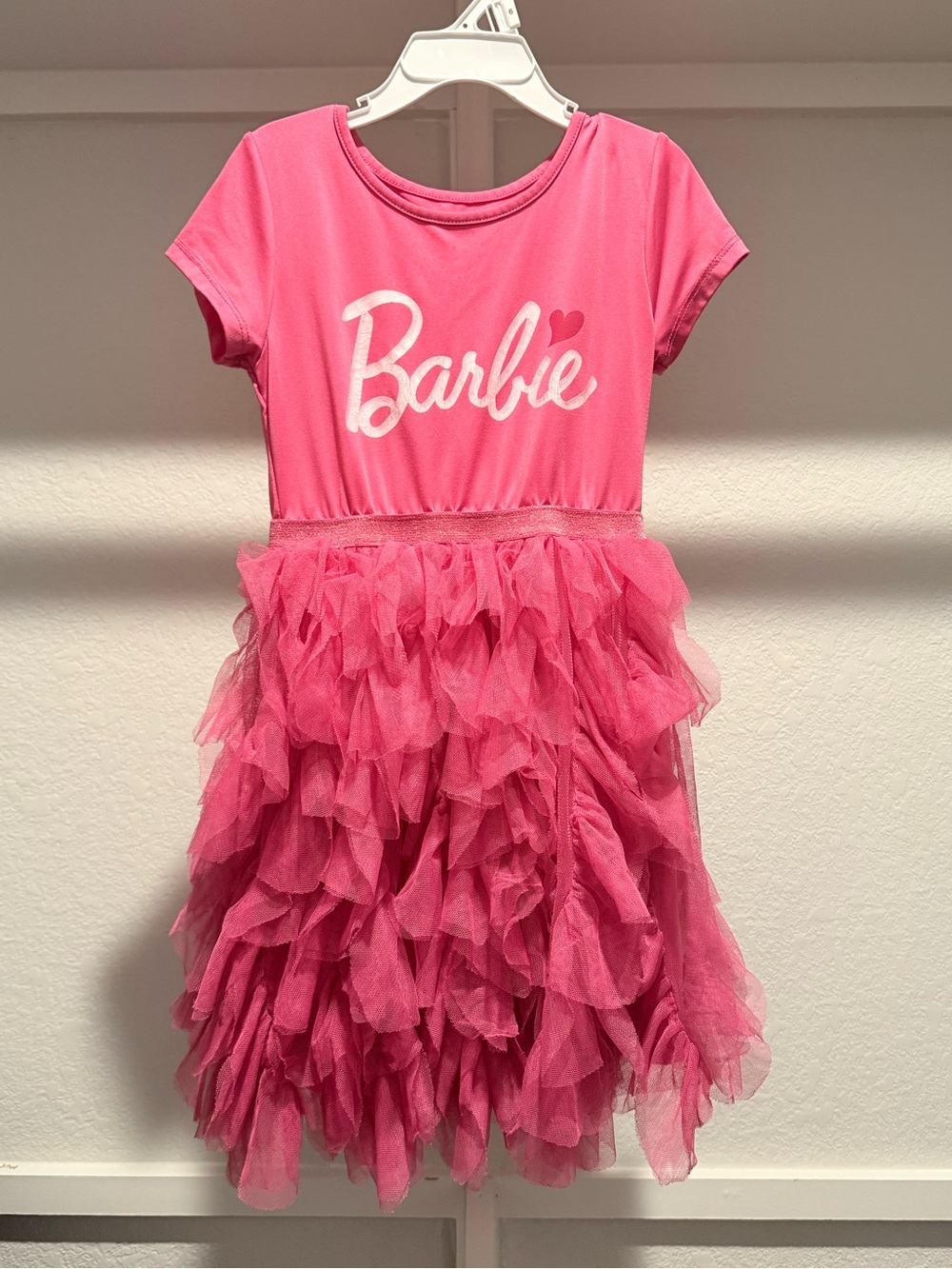 Barbie Hot Pink Tee Bodice with Ruffle Tulle Skirt Dress